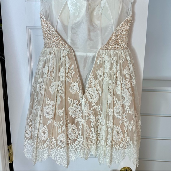 Sherri Hill Ivory mini sequin lace cocktail dress size 2 dress style #2957 - Picture 7 of 10